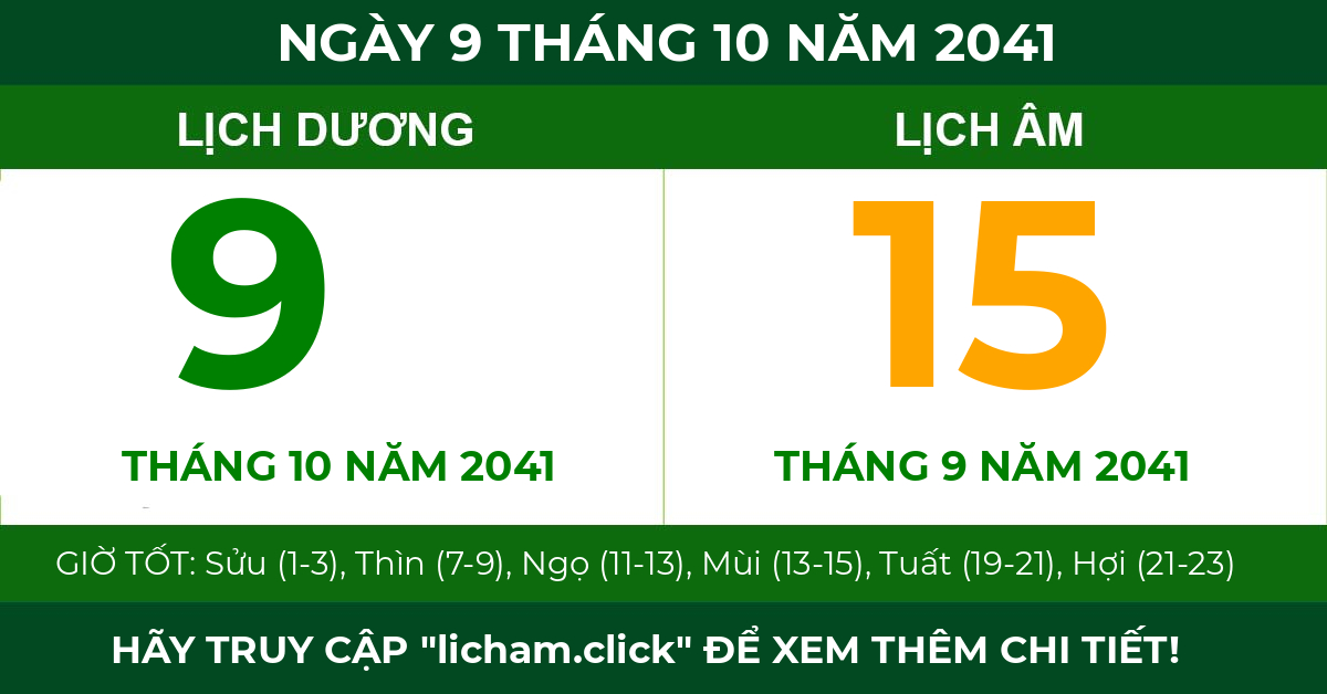 lịch âm ngày 9 tháng 10 năm 2041