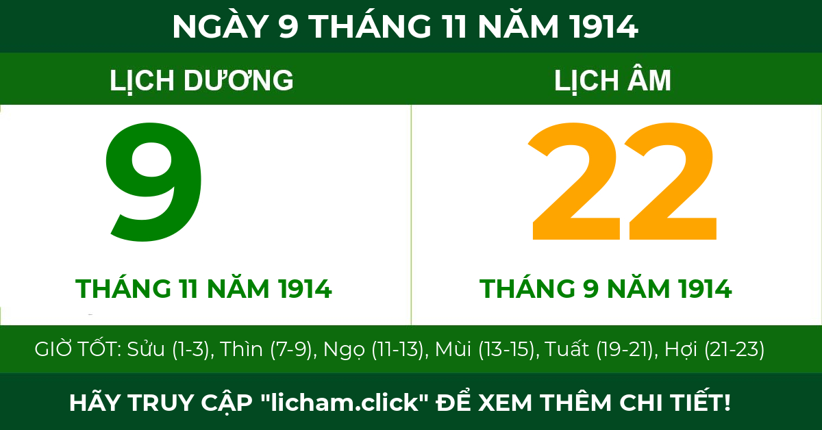 lịch âm ngày 9 tháng 11 năm 1914