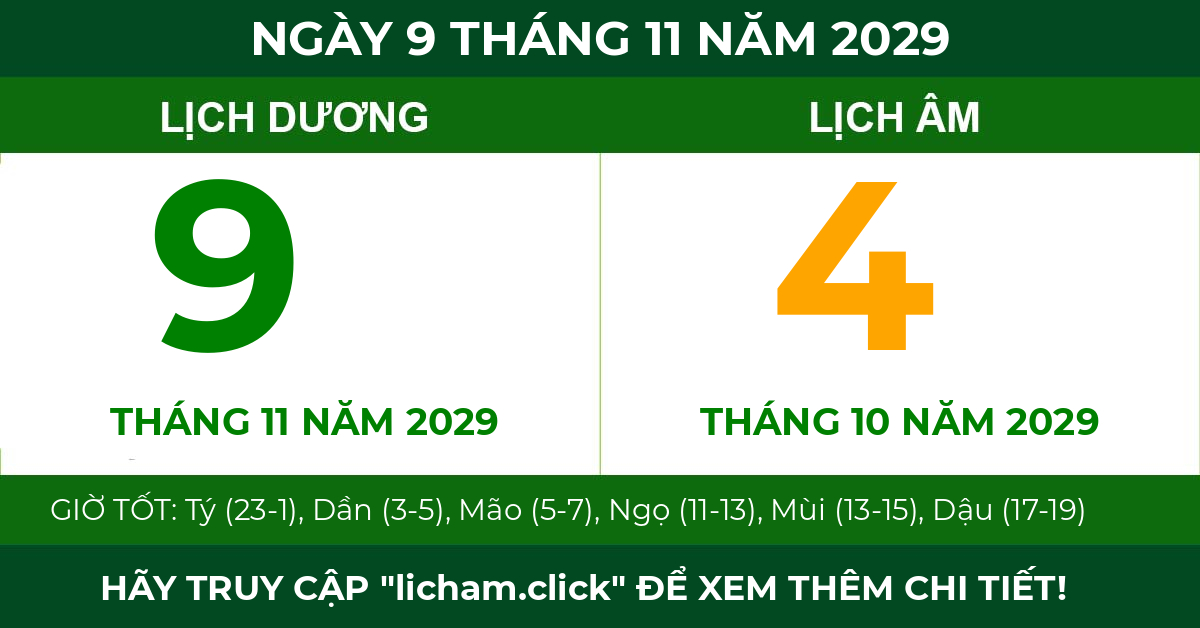 lịch âm ngày 9 tháng 11 năm 2029