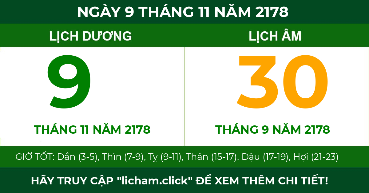 lịch âm ngày 9 tháng 11 năm 2178