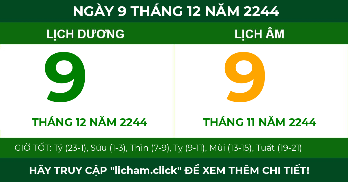 lịch âm ngày 9 tháng 12 năm 2244