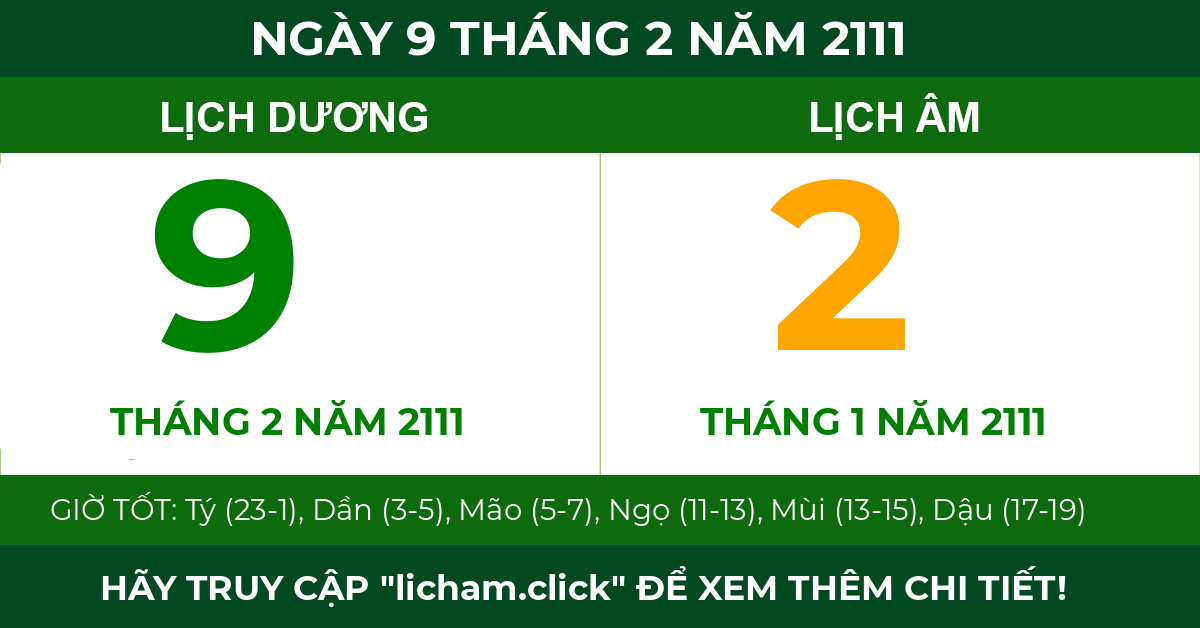 lịch âm ngày 9 tháng 2 năm 2111