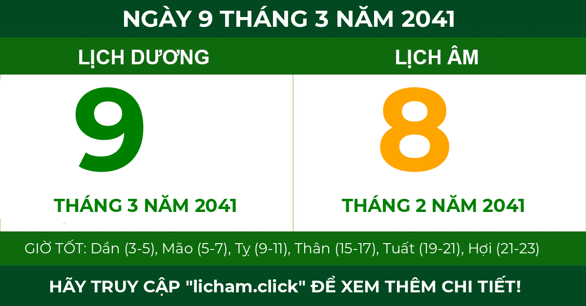 lịch âm ngày 9 tháng 3 năm 2041