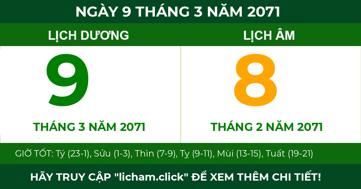 lịch âm ngày 9 tháng 3 năm 2071