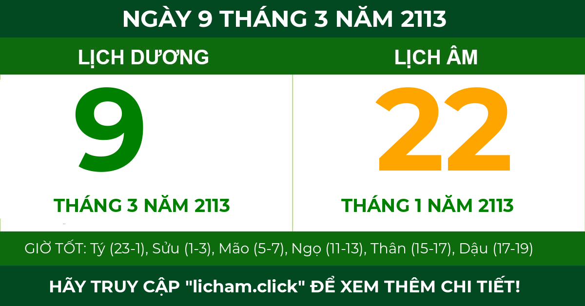 lịch âm ngày 9 tháng 3 năm 2113