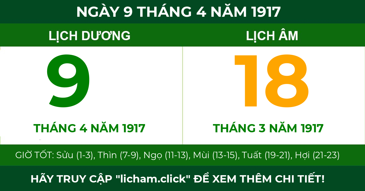 lịch âm ngày 9 tháng 4 năm 1917