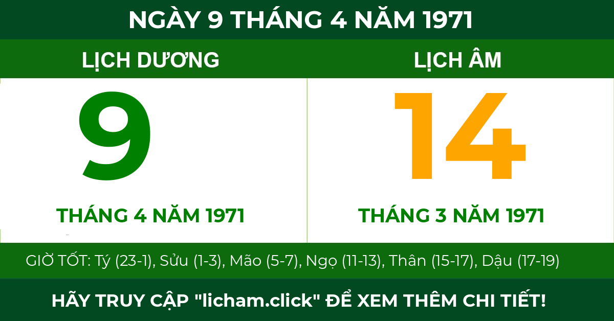 lịch âm ngày 9 tháng 4 năm 1971