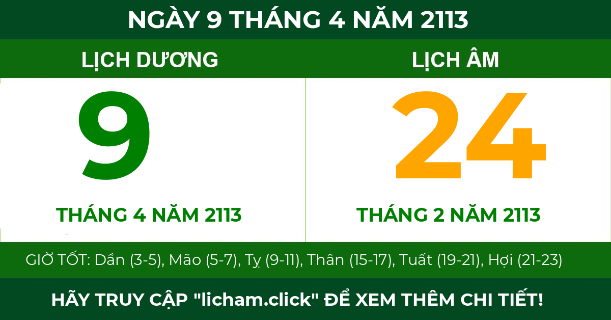 lịch âm ngày 9 tháng 4 năm 2113