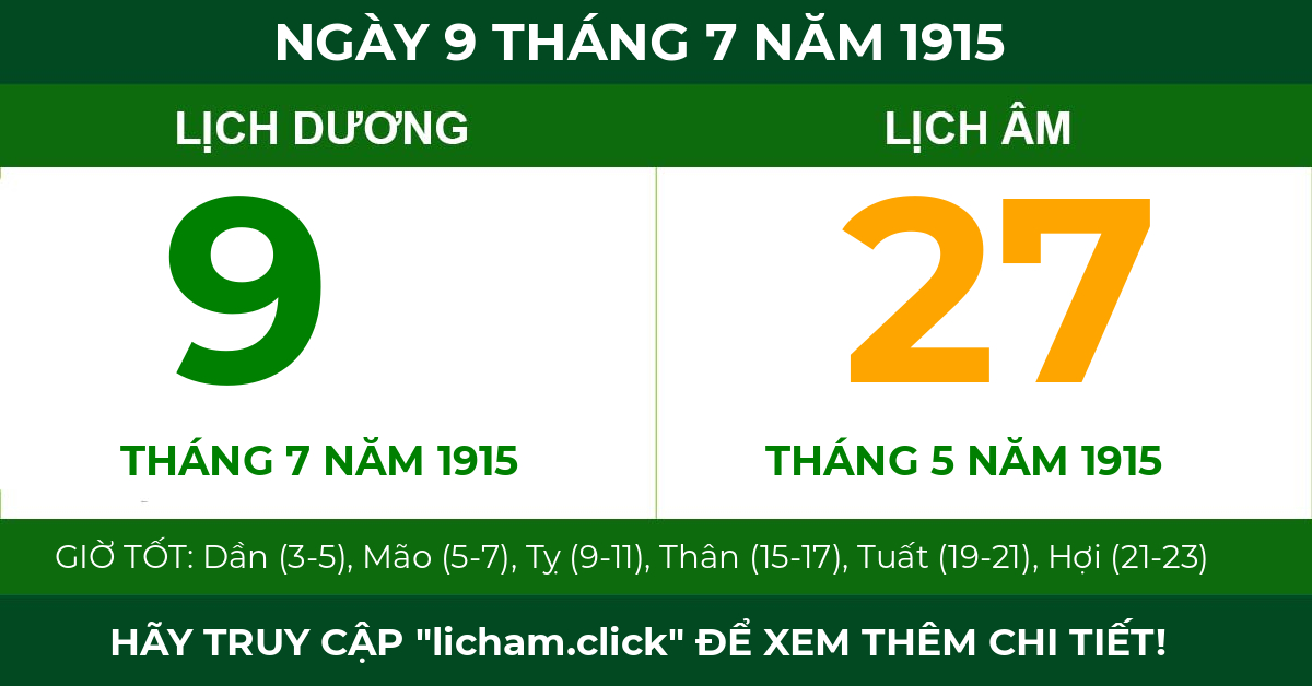 lịch âm ngày 9 tháng 7 năm 1915