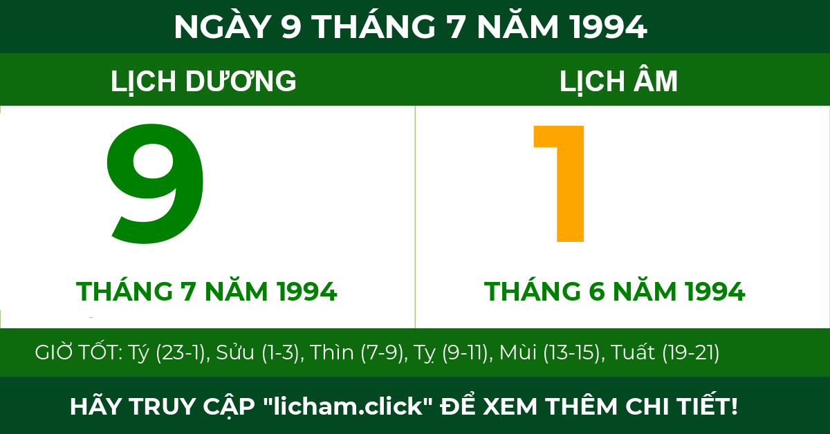 lịch âm ngày 9 tháng 7 năm 1994