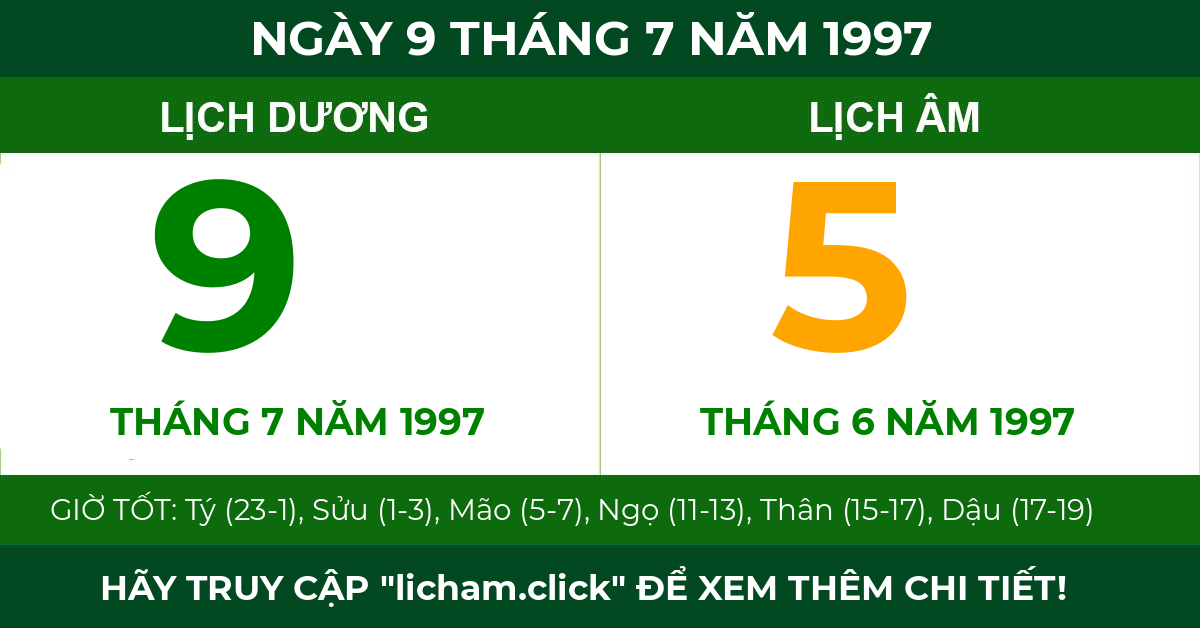 lịch âm ngày 9 tháng 7 năm 1997