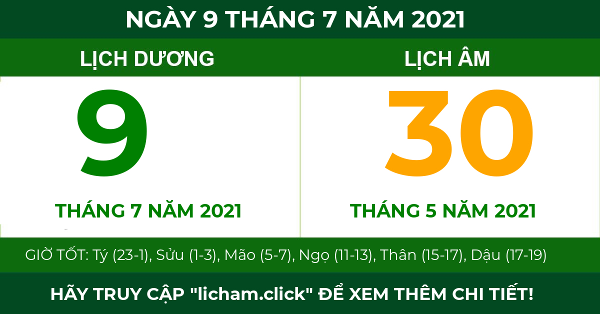 lịch âm ngày 9 tháng 7 năm 2021