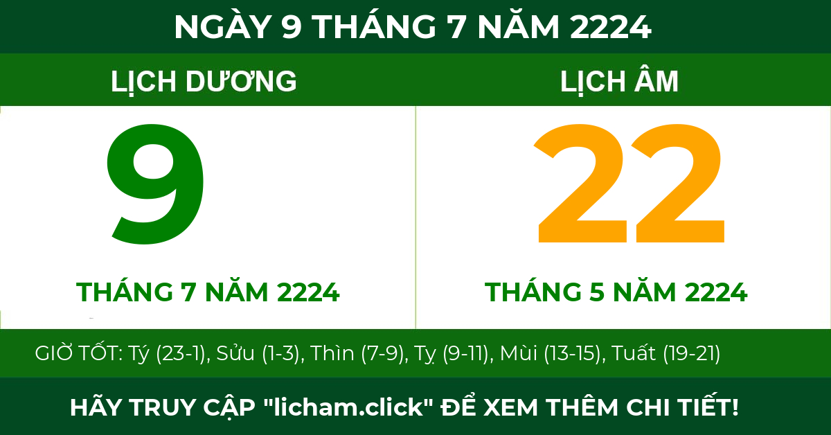 lịch âm ngày 9 tháng 7 năm 2224