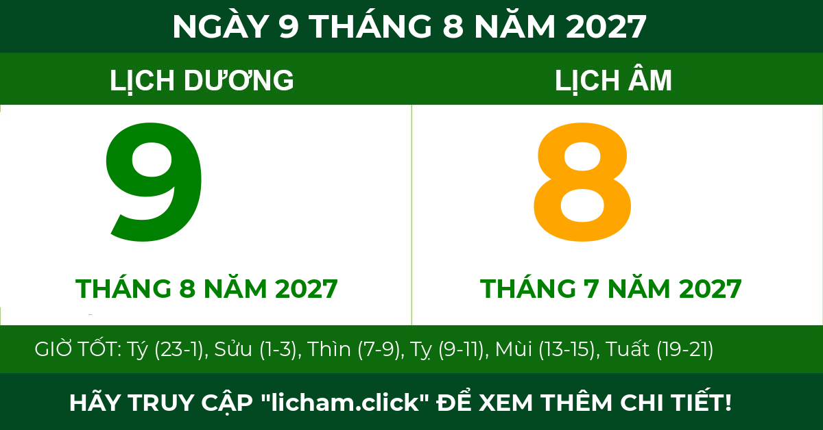 lịch âm ngày 9 tháng 8 năm 2027